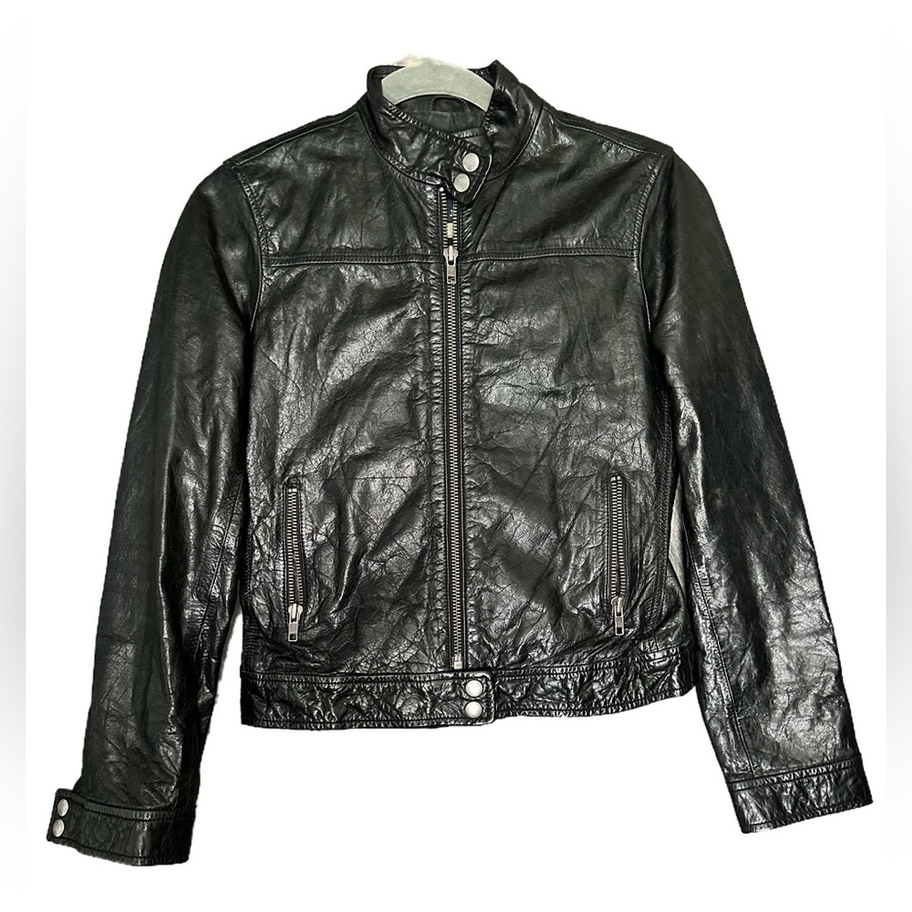 GAP 2006 Cropped Leather Moto Jacket